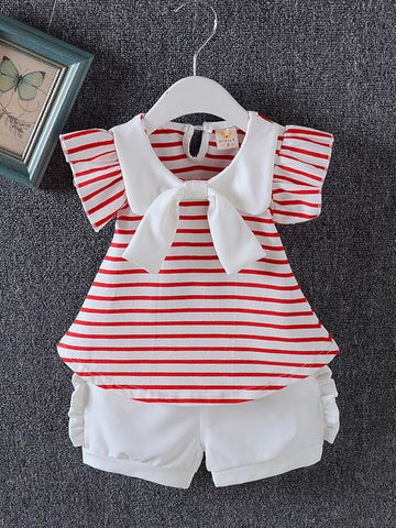 Striped Bowkont T Shirts Shorts Baby 's Outfits